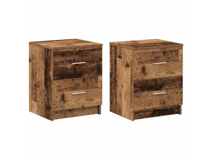 Fisinber Nachttische 2 STK. mit 2 Schubladen Altholz-Optik 40x36x50 cm Praktische Beistelltische fürs Schlafzimmer mit reichlich Stauraum für Bücher und persönliche Gegenstände.