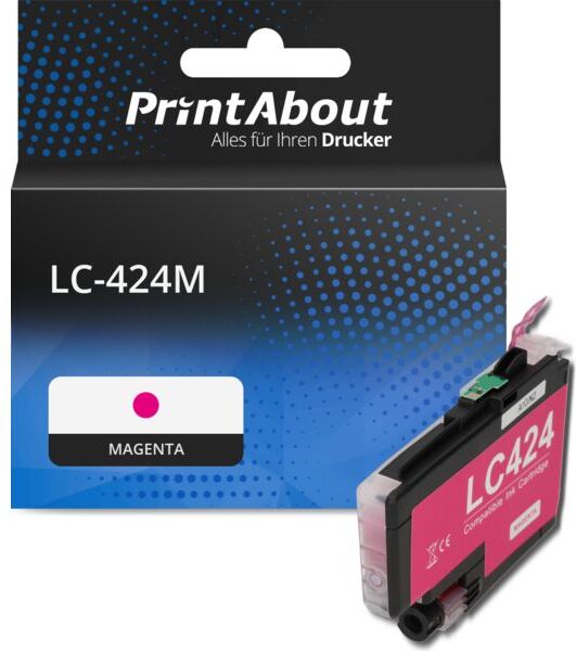 PrintAbout Druckerpatrone kompatibel mit Brother LC-424M - Magenta