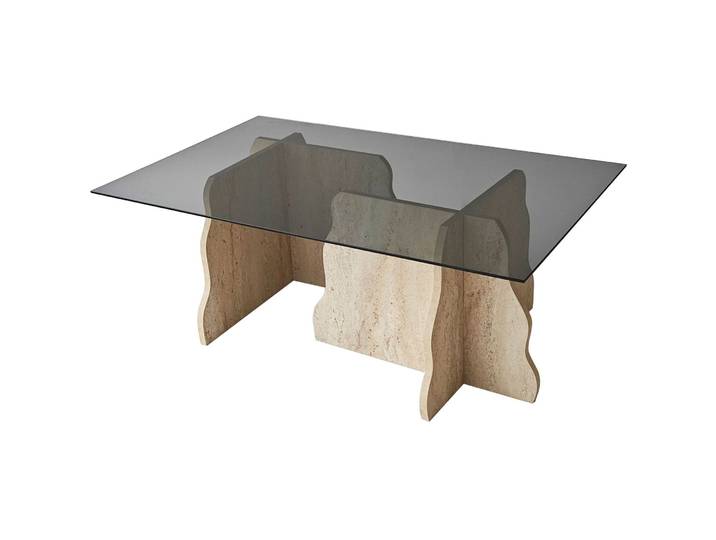 Salontisch Georis Travertin, Rauch 100 Prozent Hartglas/Holzwerkstoff B 105 T 65 cm - Material: 100% Hartglas/Holzwerkstoff - Salontisch