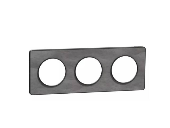 Schneider Electric - Odace Touch\, Plaque Ardoise Avec Liseré Anth. 3 Postes Horiz/vert. Entraxe 71mm (s540806v)
