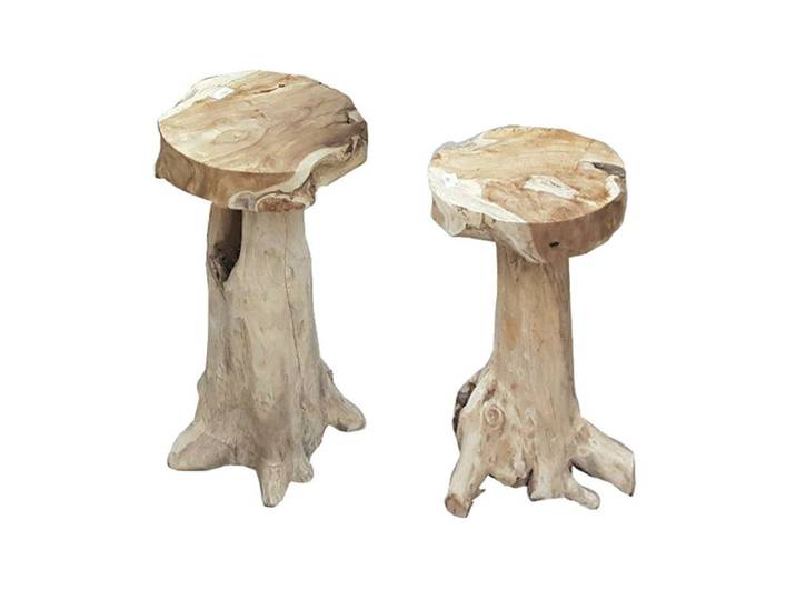 Garden Pleasure Stuhl (2 St), Barhocker SURGA 2er Hocker Tresen Bar Hocker Teak Wurzel