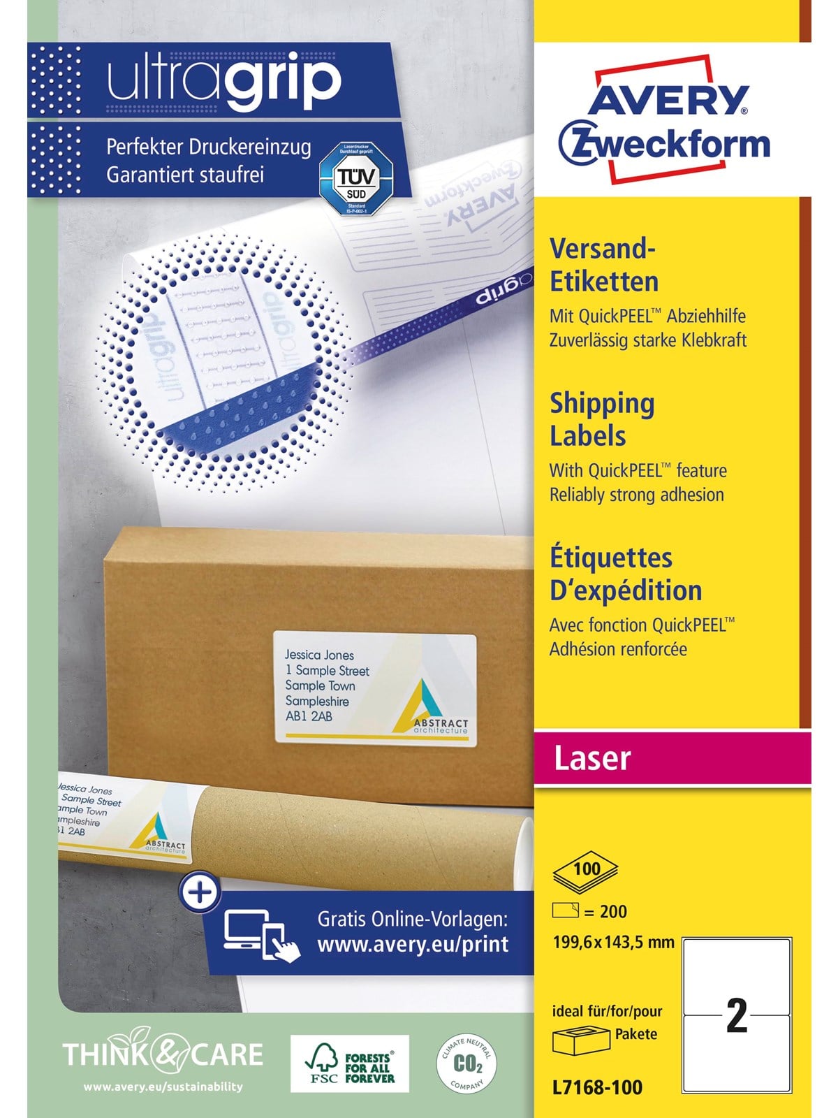 Avery Shipping labels for parcels (UltraGrip)
