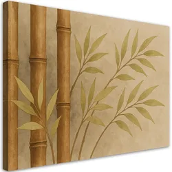 LEINWANDBILD Bambus Blätter Aquarell Beige Natur 100x70cm