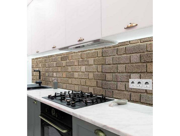 MyMaxxi Küchenrückwand Küchenrückwand selbstklebend helle Ziegelsteine verwaschen Folie, (Klebefolie passend geschnitten und gerollt B 220 cm x H 60 cm), Backsteine gelb B 220 cm x H 60 cm