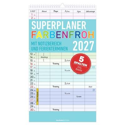 Superplaner Farbenfroh - 5 Spalten 2027