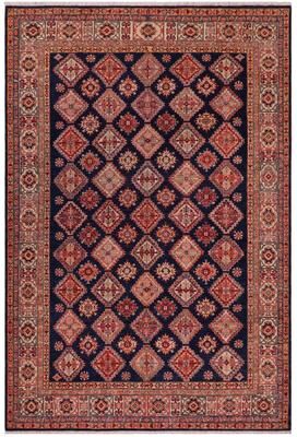 Treasured Knots Tribal Super Kazak Marisol Blue/Beige Hand Knotted Wool Rug - 8'1'' x 9'4''