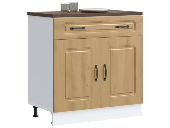 KGTKGTYER Küchenunterschrank, Artisan-Eiche Küchenschrank mit Schublade Stabiler Holzwerkstoff, Höhenverstellbare Füße, Viel Stauraum