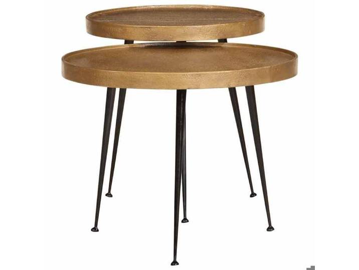Elégance - Chic Petite Table salon-séjour - Table basse - 2 pcs - en bois d'ingénierie - doré - 55x55x45cm_0303725