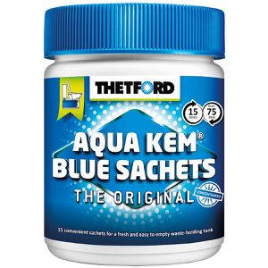 Thetford WC-Reiniger Aqua Kem Blue Konzentrat, Pulver, mit Frischeduft, Eimer mit 15 Sachets je 25 g