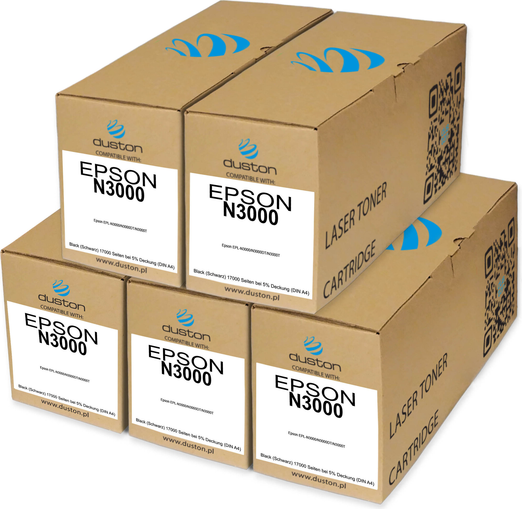 5x N3000, S051111 Toner Druckertoner Patrone Schwarz kompatibel mit Epson EPLN3000 N3000DT N3000T