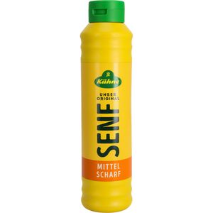 Kühne Senf mittelscharf, cremig-würzig, fein, ohne Konservierungsstoffe, in Flasche, 875 ml
