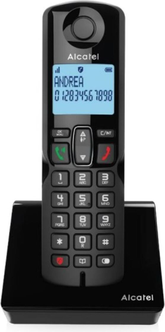 Alcatel S280 EWE DECT-telefoon met draadloze handset en handsfree functie, zwart