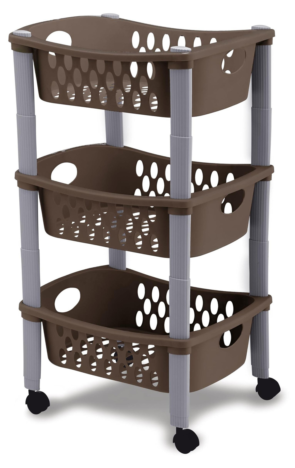 Stefanplast Otello etagewagen met 3 etages, bruin, 40 x 40 x 70 cm