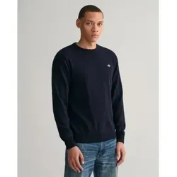 Gant für Herren. 87211 Marineblauer Pullover mit Rundhalsausschnitt (S), Lässig, Wolle, Langarm