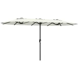 Outsunny Doppelsonnenschirm 4,6 m, großer Gartenschirm mit Kurbel, UV50+ Schutz, wasserabweisend, Creme