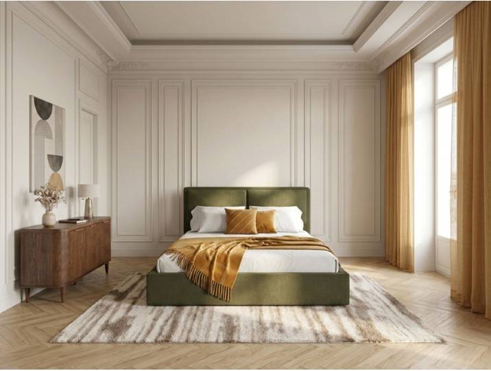 Lit coffre MARA tissu texturé 160x200
