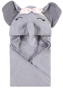 Hudson Baby Infant Girl Cotton Animal Face Hooded Towel, Flower Elephant, One Size - Flower Elephant - One Size