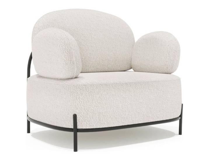 Fauteuil de design - Tapissé en tissu bouclé - Munum Blanc