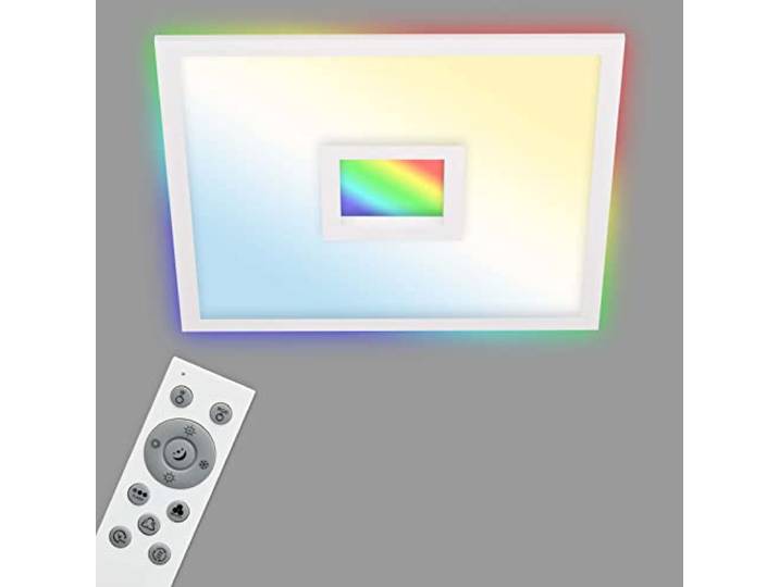 TELEFUNKEN - LED Panel, LED Deckenleuchte, Deckenlampe dimmbar, inkl. Fernbedienung, RGB-Innenbereich und -Backlight, 24 Watt, 2200lm, Timerfunktion, 445x445x63mm (LxBxH) 319406TF Weiß