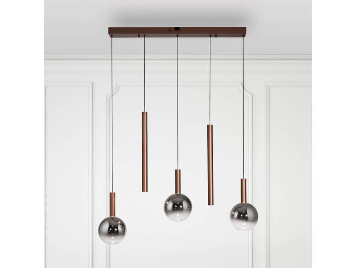 Paul Neuhaus Hängelampe Bowl, dimmbar, braun / rost, für Wohn- / Esszimmer, Glas, Modern