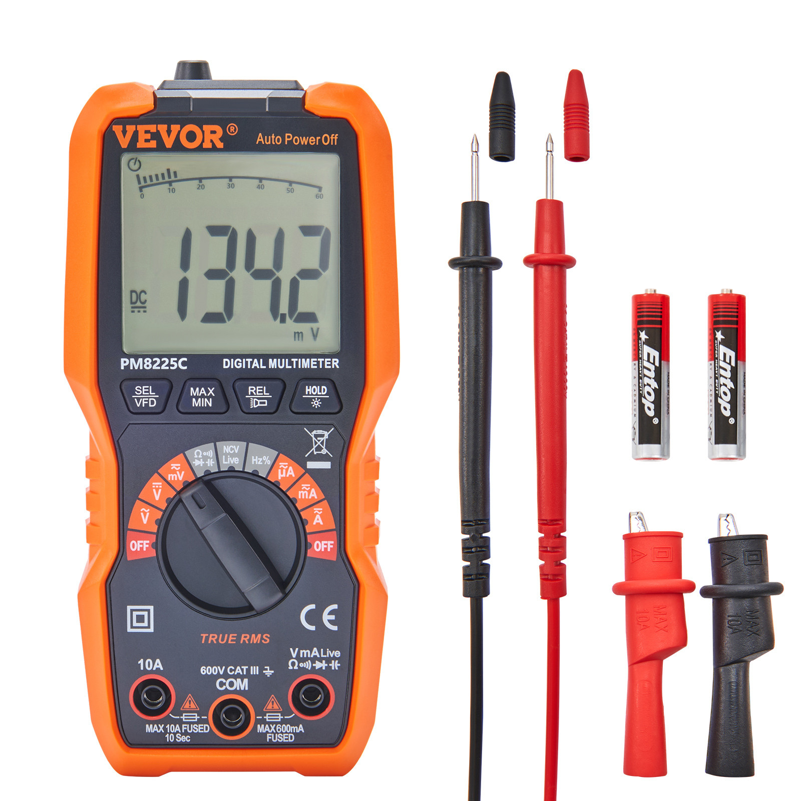 VEVOR Digitale Multimeter met LCD-achtergrondverlichting voor het meten van AC/DC spanning, stroom, weerstand en batterijtester