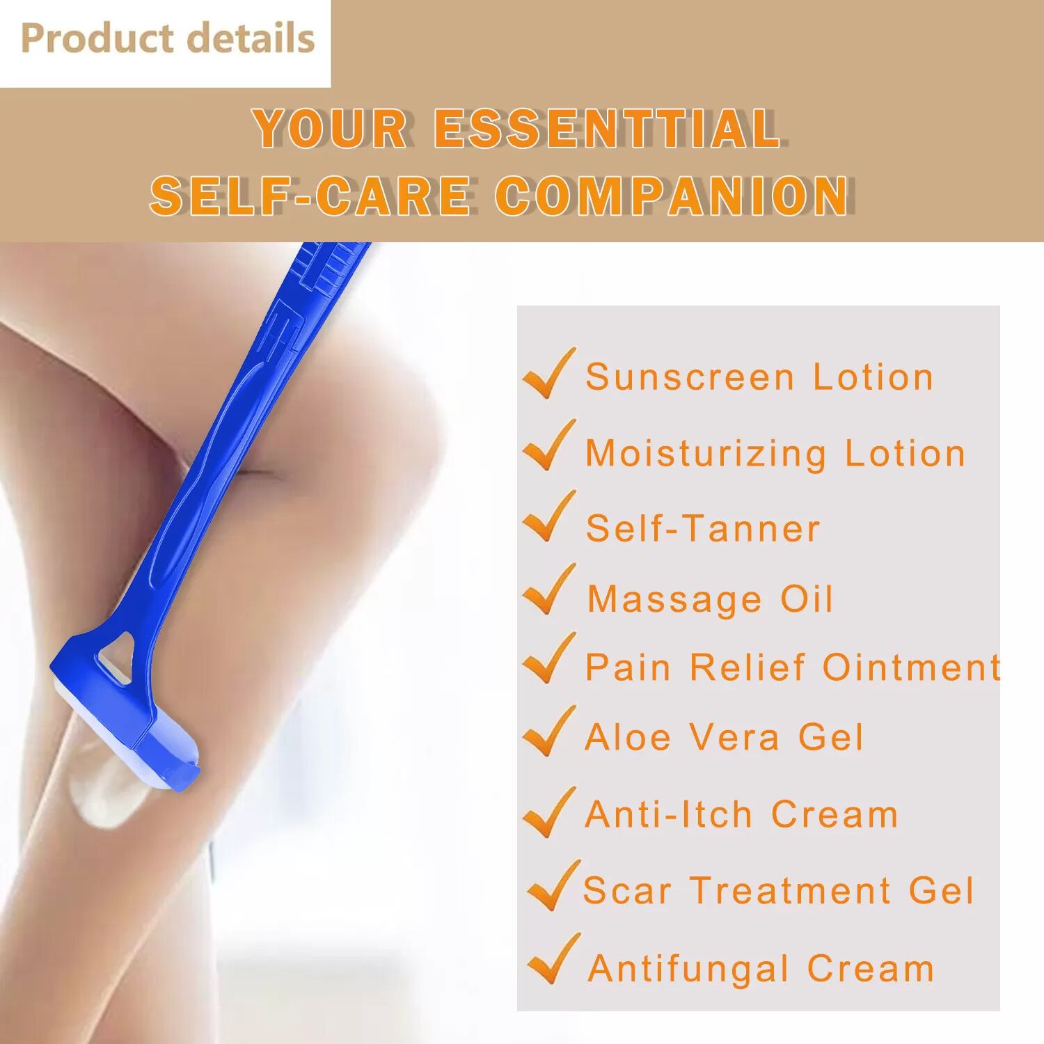 INF Erreiche jeden Zentimeter: Zusammenklappbarer Lotion-Applikator für deinen Rücken Blau