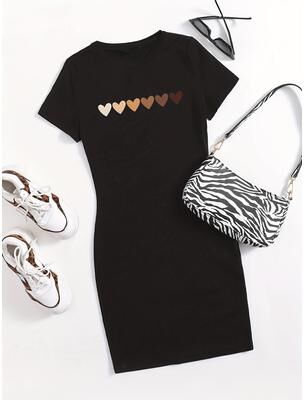 Women Boutique Women Short Sleeve O Neck Loose Casual Dresses, Fashion High Quality Short Sleeve Loose Sports T shirt, Breathable Top black l