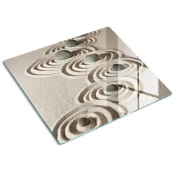 GLASPLATTE 60x52 cm Zen-Steine-Sand