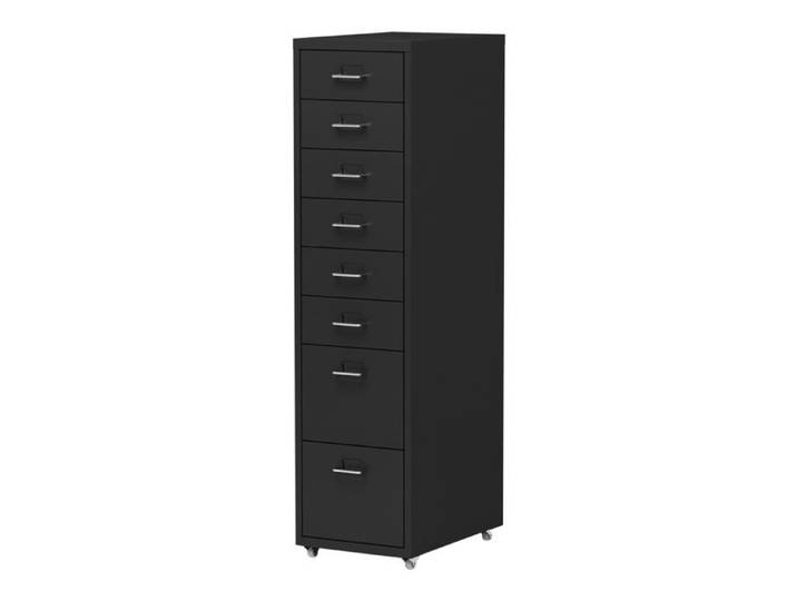 Caisson de bureau - HELLOSHOP26 - Armoire à roulettes - 8 tiroirs - Noir - Métal