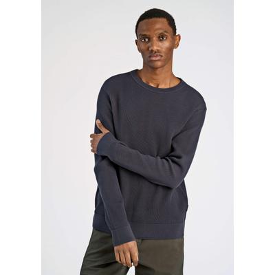 Strickpullover JUNK DE LUXE "Strickpullover Relaxed Fit", Herren, Gr. L, grau (indigo blau), Obermaterial: 100% Baumwolle, unifarben, Rundhals, Pullover Strickpullover