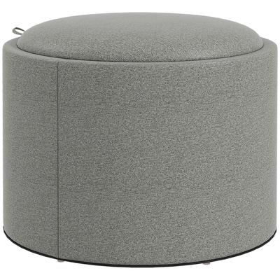 MODFU Storage Footstool MDF Grau Ø56x42 cm mit Klappdeckel, Stauraum und gepolsterter Oberseite