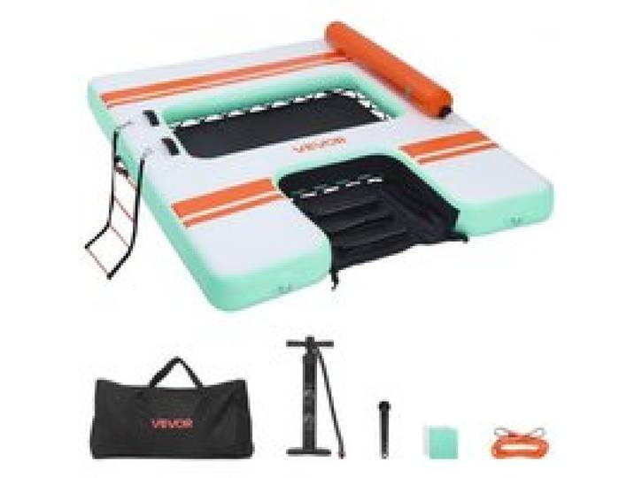 VEVOR Aufblasbares Schwimmdock, 2,44 x 1,83 m, Schwimmplattform mit Rutschfester Oberfläche, Tragetasche & Abnehmbarer Leiter, Schwimmende Insel, Wasserplattform für Pool, Strand & Meer