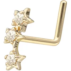 14/18 Karat Gold Nasenstecker L-Form 3 MOISSANIT-STERNE