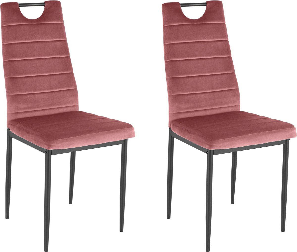 Mandy Eetkamerstoel - Roze Fluweel - Set van 2