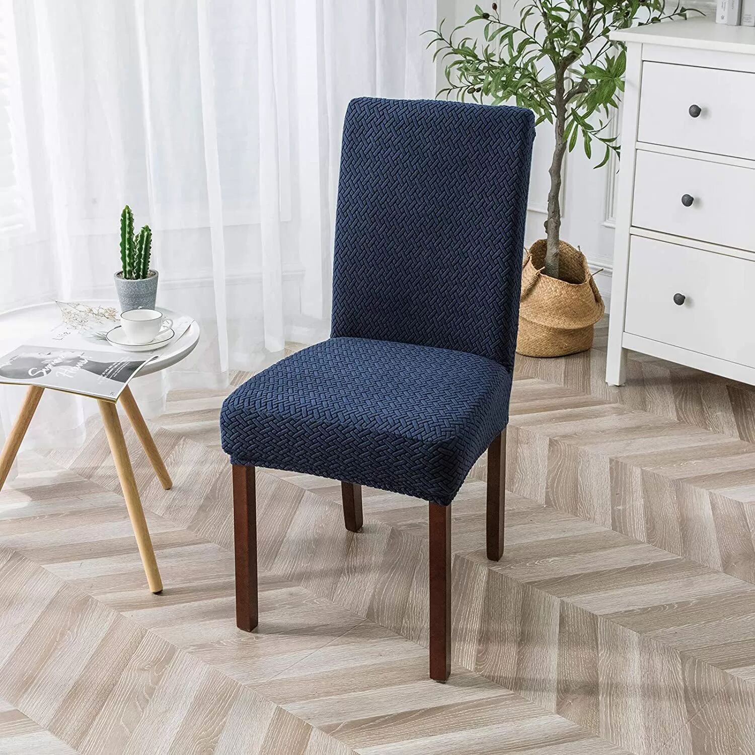 INF Ensemble de housses de chaise extensibles Bleu marine