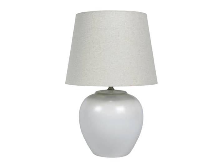 Relaxdays Lampe\, pied céramique\, abat-jour tissu\, E27\, HxD: 45 x 30 cm\, lampe de chevet avec câble\, blanc/crème