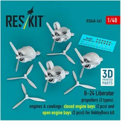 ResKit B-24 Liberator propellers (2 types), engines & cowlings (closed engine bays (2 pcs) and open engine
