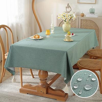 Rechteckige Tischdecke, wasserdichte Tischdecke, schmutzabweisende Tischdecke, knitterfreier Stoff, waschbare Baumwollleinen-Tischdecke für Esszimmer, Party, Urlaubsdekoration