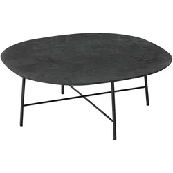 Couchtisch Soho aus Teakholz, modernes Design, Schwarz, stabile Metallbeine, 90x90 cm