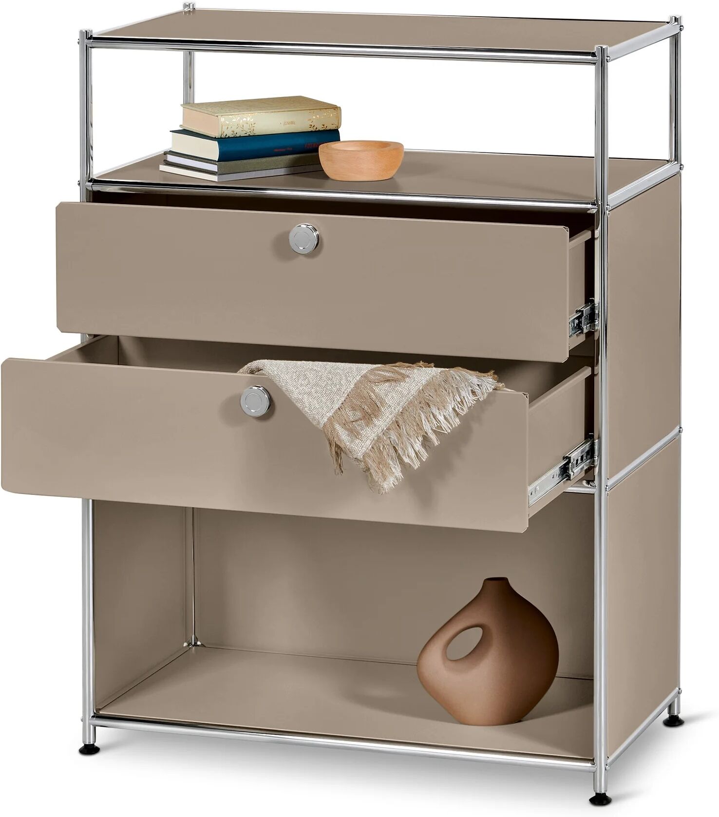 Tchibo - Kommode Metall »Cn3« mit 2 Schubladen - 77x40x102cm - taupe -