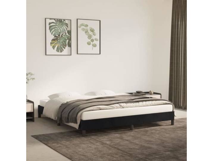 Cadre de lit - FYDUN - YIN - 160x200 cm - Noir - Velours - Design contemporain