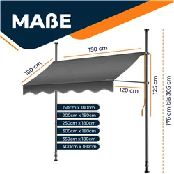 Kesser, Markise, Klemmmarkise mit Handkurbel Balkon Markise, Balkonmarkise Markise (2 m)