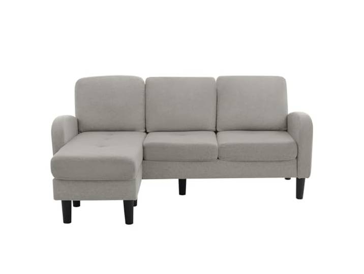 Ropilly L-förmiges Ecksofa mit Chaiselongue aus Baumwoll-Leinen Modulares 3-Sitzer Sofa mit weicher Polsterung für Wohnzimmer, Apartment oder Büro