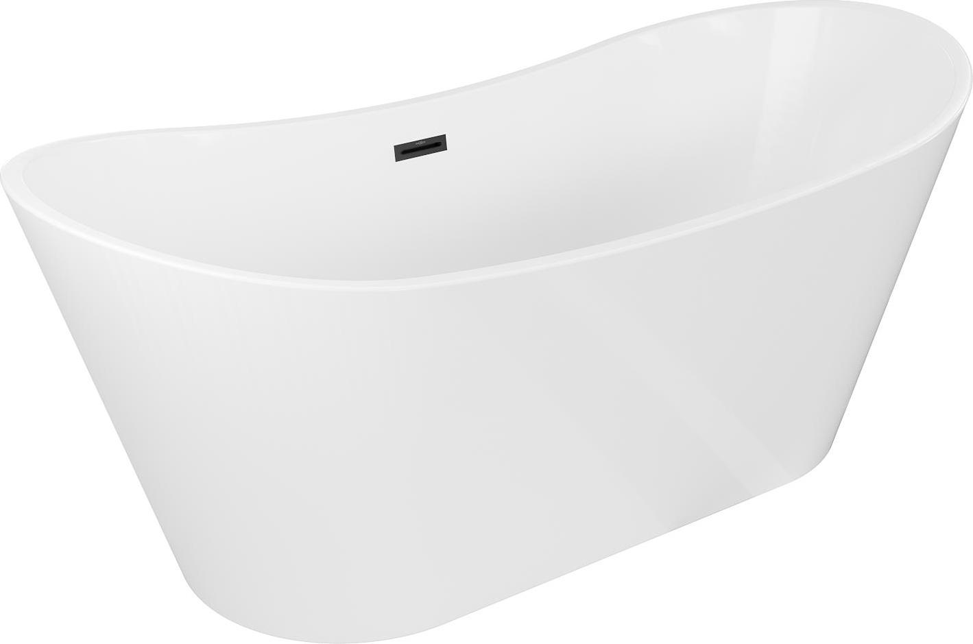 Mexen Montana Freistehende Badewanne 180 x 80 cm, weiß, schwarzer Überlauf - 52011808000-70