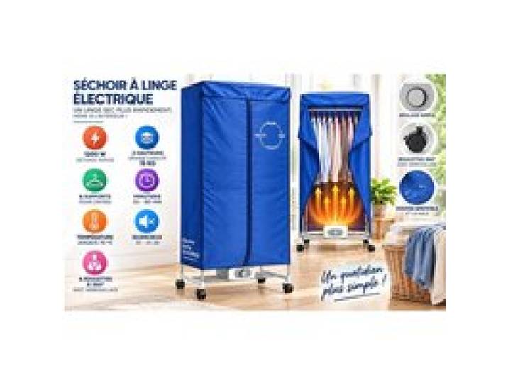 Séchoir à Linge Électrique Chauffant Penderie Séchage Intérieur Étendoir 2 Niveaux 15 kg 6 Barres Cintres Housse Minuterie