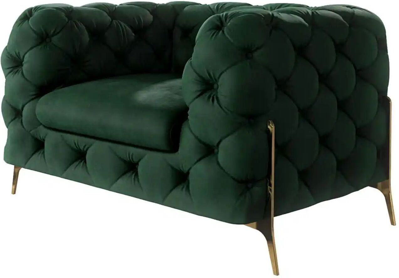 S-STYLE Chesterfield Sessel  Natalie ¦ grün ¦ Maße (cm): B: 125 H: 75