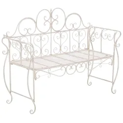 DELUKE Gartenbank LENAR - Metall Beige 128x46x94 cm | Metallbank Garten 2 Seitzer Bank Terrasse Vintage Antik Gartenbank