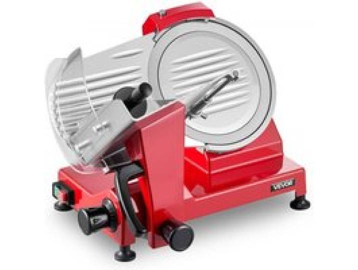 VEVOR Trancheuse Électrique Professionnelle, Lame en Acier au Carbone 25 cm, pour Saucisson Fromage Viande Charcuterie, Épaisseur de Coupe Réglable 0-12 mm, Trancheuse à Jambon 340 W 300-450 tr/min