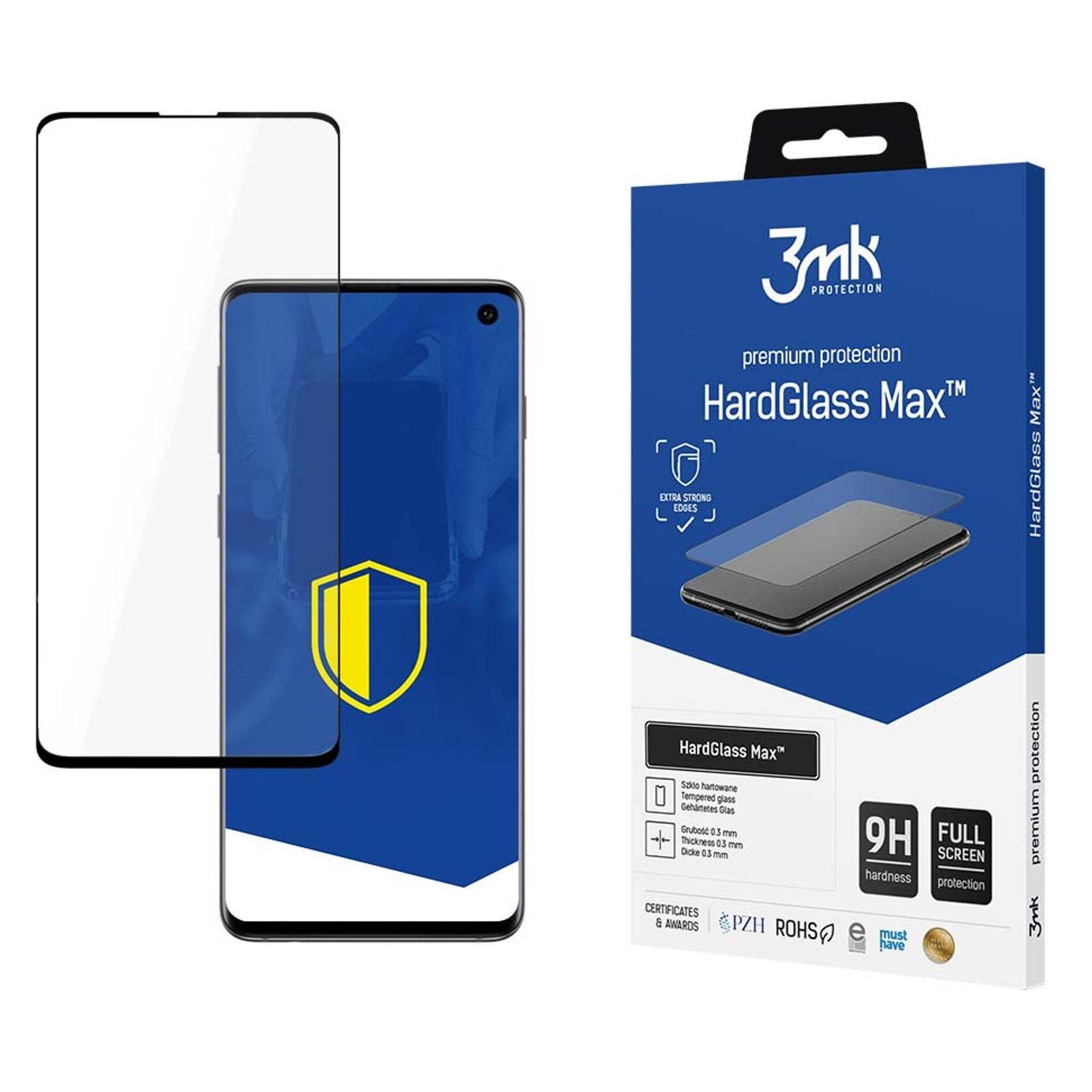 3MK HardGlass Max FingerPrint for Samsung Galaxy S10 black frame (1 Stk., Samsung Galaxy S10) (GSM098554)