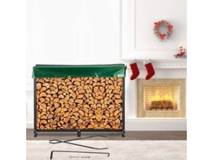 VEVOR Range Bûche Acier 244,5x36,2x122 cm Abris Bois Chauffage 590 kg Capacité Porte-Bûches avec Couverture PVC 244,5x36,2x27,5 cm pour Rangement Bûches Jardin Cheminée Intérieur & Extérieur Noir